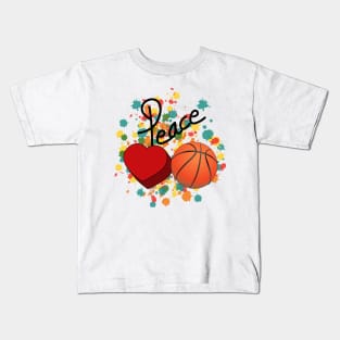 Peace Love Basketball Art Kids T-Shirt